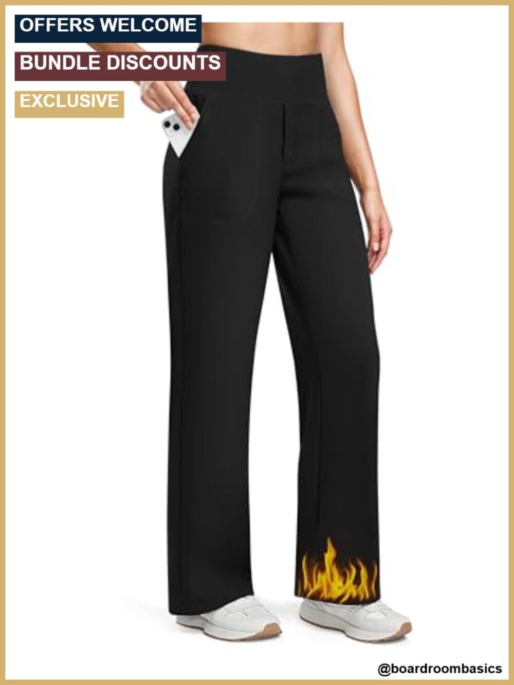Fleece Lined High Waisted Wide Leg Yoga Pants with Pockets